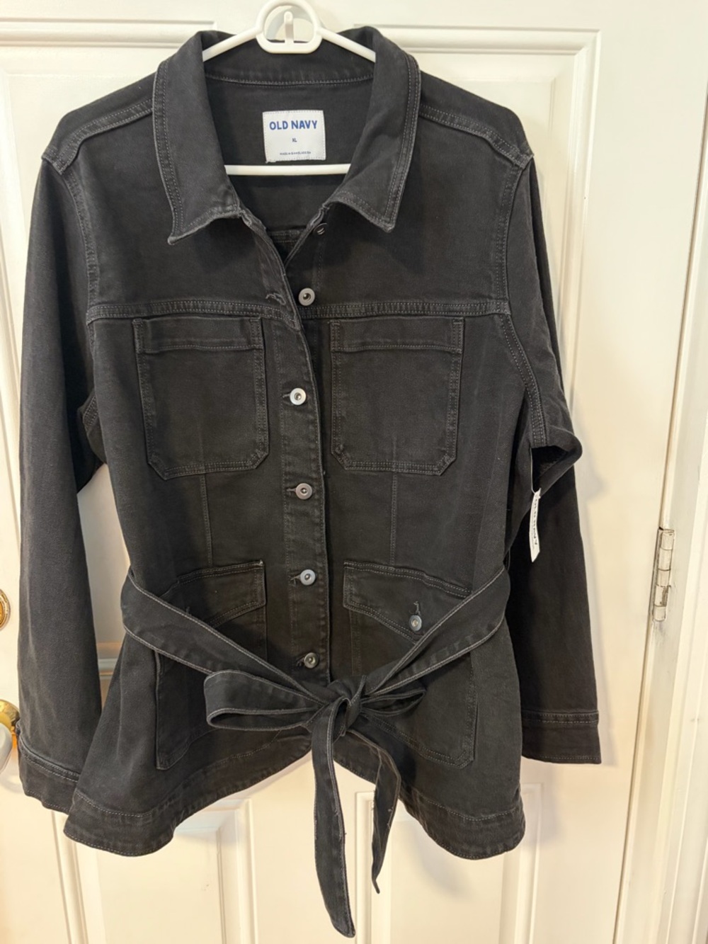 Old Navy Black Utility Jacket with Self Tie Waist